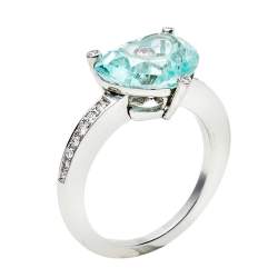 Pre Owned Chopard So Happy Diamond Green Stone 18K White Gold Ring Size 54.5