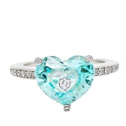 Pre Owned Chopard So Happy Diamond Green Stone 18K White Gold Ring Size 54.5