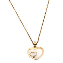 Pre Owned Chopard Happy Diamond Heart 18K Rose Gold Pendant Necklace