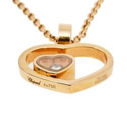 Pre Owned Chopard Happy Diamond Heart 18K Rose Gold Pendant Necklace