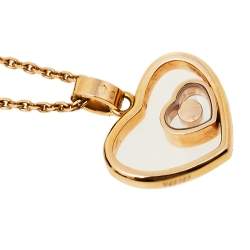 Pre Owned Chopard Happy Diamond Heart 18K Rose Gold Pendant Necklace