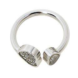 Pre Owned Chopard Happy Hearts Diamond 18K White Gold Ring Size 54