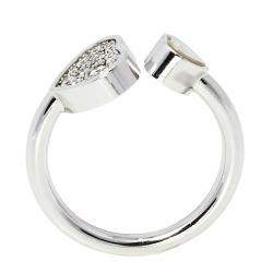 Pre Owned Chopard Happy Hearts Diamond 18K White Gold Ring Size 54