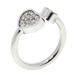 Pre Owned Chopard Happy Hearts Diamond 18K White Gold Ring Size 54