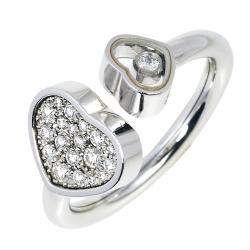 Pre Owned Chopard Happy Hearts Diamond 18K White Gold Ring Size 54