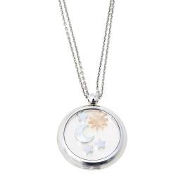 Pre Owned Chopard Happy Sun Moon & Stars Diamond 18K White Gold Long Pendant Necklace