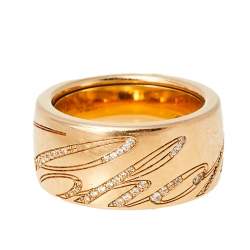 Pre Owned Chopard Chopardissimo Diamond 18K Rose Gold Rolling Band Ring Size 57