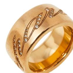 Pre Owned Chopard Chopardissimo Diamond 18K Rose Gold Rolling Band Ring Size 57