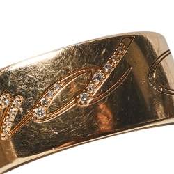 Pre Owned Chopard Chopardissimo Diamond 18K Rose Gold Rolling Band Ring Size 57