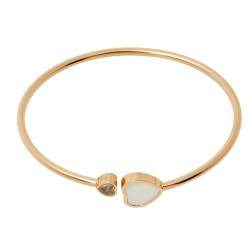 Pre Owned Chopard Happy Hearts Diamond Mother of Pearl 18K Rose Gold Open Cuff Bracelet M