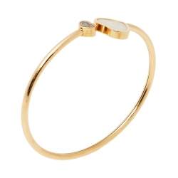 Pre Owned Chopard Happy Hearts Diamond Mother of Pearl 18K Rose Gold Open Cuff Bracelet M
