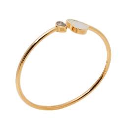 Pre Owned Chopard Happy Hearts Diamond Mother of Pearl 18K Rose Gold Open Bracelet