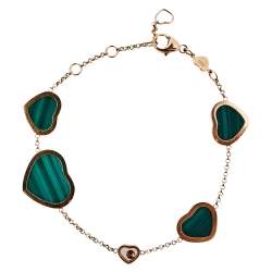 Pre Owned Chopard Happy Hearts 18K Rose Gold Malachite & Diamond Bracelet