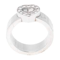 Chopard Happy Diamonds Heart 18K White Gold Band Ring Size 53