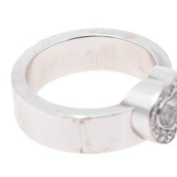 Chopard Happy Diamonds Heart 18K White Gold Band Ring Size 53