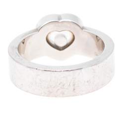 Chopard Happy Diamonds Heart 18K White Gold Band Ring Size 53