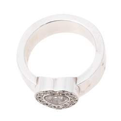 Chopard Happy Diamonds Heart 18K White Gold Band Ring Size 53