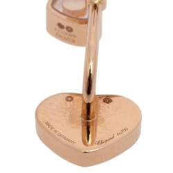 Pre Owned Chopard Happy Hearts 18K Rose Gold Diamond & Mother of Pearl Drop Earrings