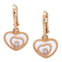 Chopard Happy Hearts 18K Rose Gold Diamond Drop Earrings