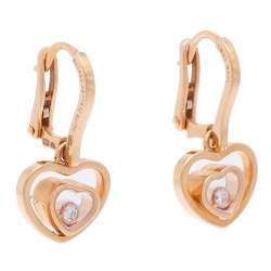 Chopard Happy Hearts 18K Rose Gold Diamond Drop Earrings