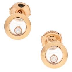 Pre Owned Chopard Happy Diamond Icon 18K Rose Gold Stud Earrings