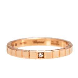 Pre Owned Chopard Ice Cube Pure Diamond 18K Rose Gold Narrow Band Ring 53
