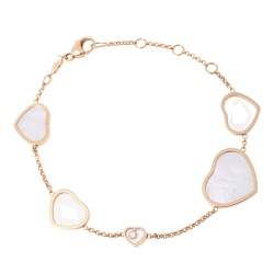 Pre Owned Chopard Happy Heart Diamond Mother of Pearl 18k Rose Gold Bracelet
