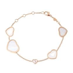 Pre Owned Chopard Happy Heart Diamond Mother of Pearl 18k Rose Gold Bracelet