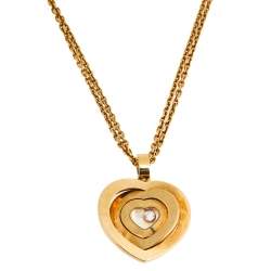 Chopard Happy Spirit Heart Diamond 18k Yellow Gold Pendant Necklace