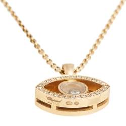 Pre Owned Chopard Happy Diamond Evil Eye Good Luck Diamond 18K Rose Gold Pendant Necklace
