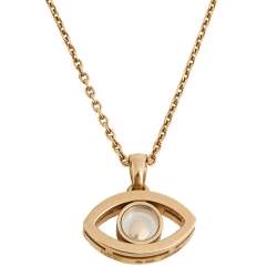 Pre Owned Chopard Happy Diamond Evil Eye Good Luck Diamond 18K Rose Gold Pendant Necklace