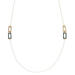 Pre Owned Chopard Ice Cube Green Ceramic 18K Rose Gold Long Necklace