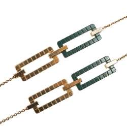 Pre Owned Chopard Ice Cube Green Ceramic 18K Rose Gold Long Necklace