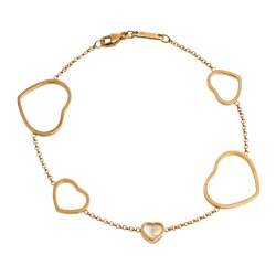 Pre Owned Chopard Happy Hearts Diamond 18k Rose Gold Bracelet