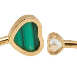 Pre Owned Chopard Happy Hearts Malachite Diamond 18k Rose Gold Open Cuff Bracelet