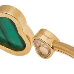 Pre Owned Chopard Happy Hearts Malachite Diamond 18k Rose Gold Open Cuff Bracelet