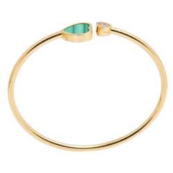 Pre Owned Chopard Happy Hearts Malachite Diamond 18k Rose Gold Open Cuff Bracelet