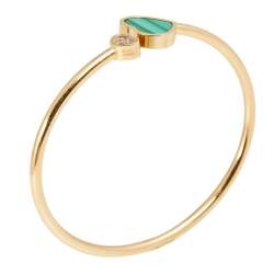 Pre Owned Chopard Happy Hearts Malachite Diamond 18k Rose Gold Open Cuff Bracelet