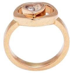 Pre Owned Chopard Happy Diamonds Diamond 18k Rose Gold Heart Ring Size 50