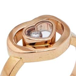 Pre Owned Chopard Happy Diamonds Diamond 18k Rose Gold Heart Ring Size 50
