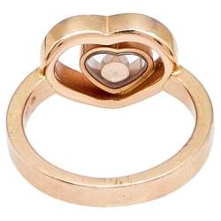 Pre Owned Chopard Happy Diamonds Diamond 18k Rose Gold Heart Ring Size 50