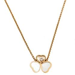 Chopard Happy Hearts Diamond Mother of Pearl 18k Rose Gold Necklace.