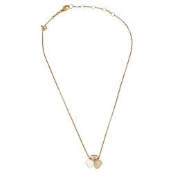 Chopard Happy Hearts Diamond Mother of Pearl 18k Rose Gold Necklace.