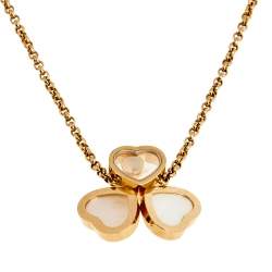 Chopard Happy Hearts Diamond Mother of Pearl 18k Rose Gold Necklace.