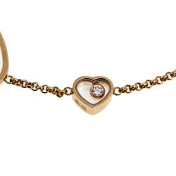 Pre Owned Chopard Happy Hearts Pink Stone Diamond 18k Rose Gold Bracelet