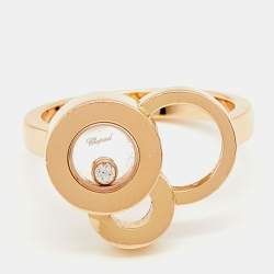 Chopard Happy Bubbles Diamond 18K Rose Gold Ring Size 53