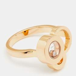 Chopard Happy Bubbles Diamond 18K Rose Gold Ring Size 53