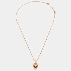 Pre Owned Chopard Happy Diamond Hamsa Hand Good Luck Diamond 18k Rose Gold Pendant Necklace