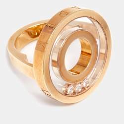 Chopard Happy Diamonds 18k Yellow Gold Circular Ring Size 49