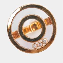 Chopard Happy Diamonds 18k Yellow Gold Circular Ring Size 49